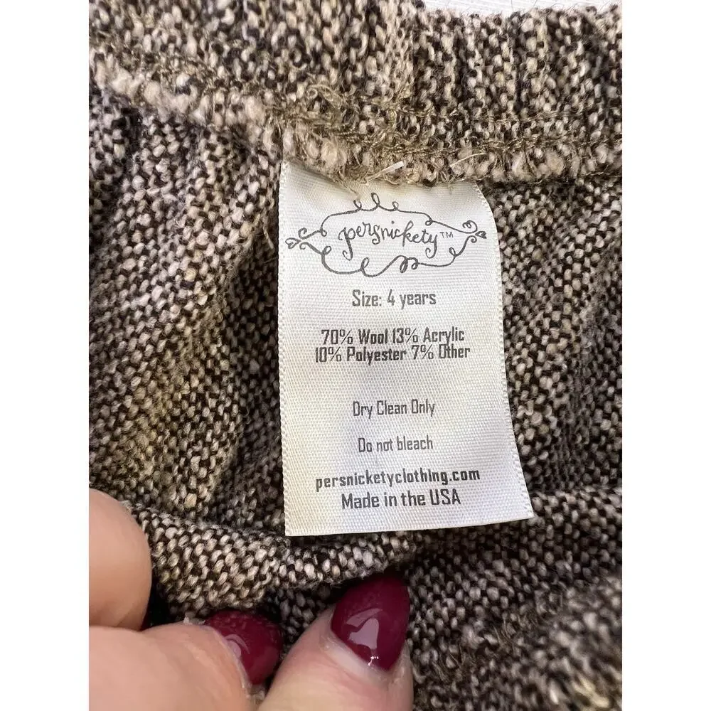 Persnickety Girls Red Cardigan And Brown Wool Blend Pants USA Made Size‎ 4